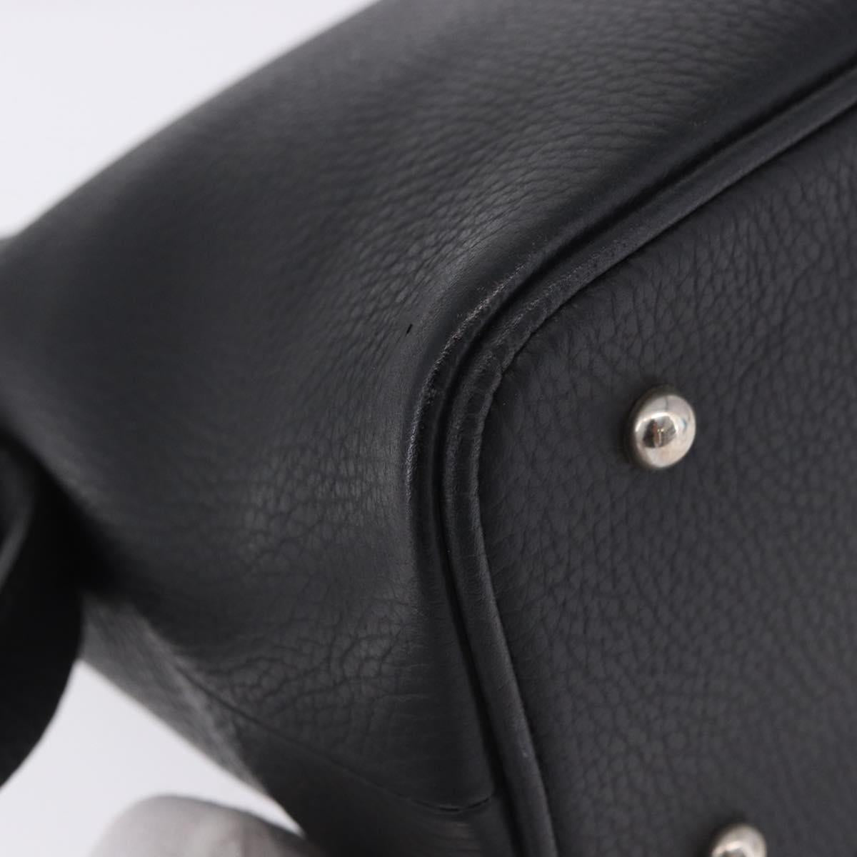 BURBERRY Shoulder Bag Leather Black Silver Auth 202141A