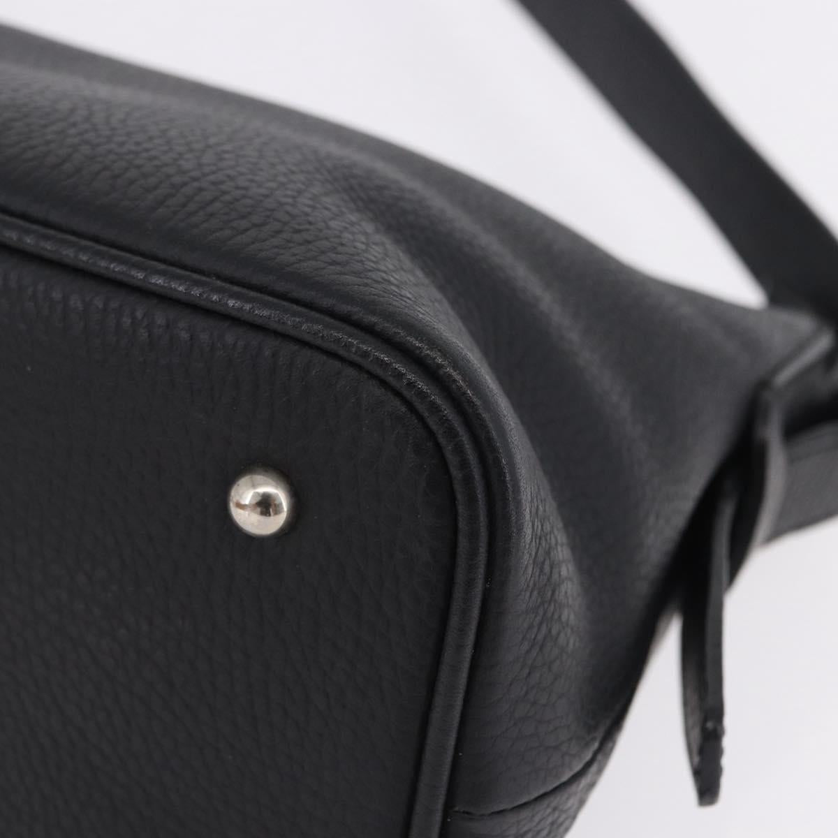 BURBERRY Shoulder Bag Leather Black Silver Auth 202141A
