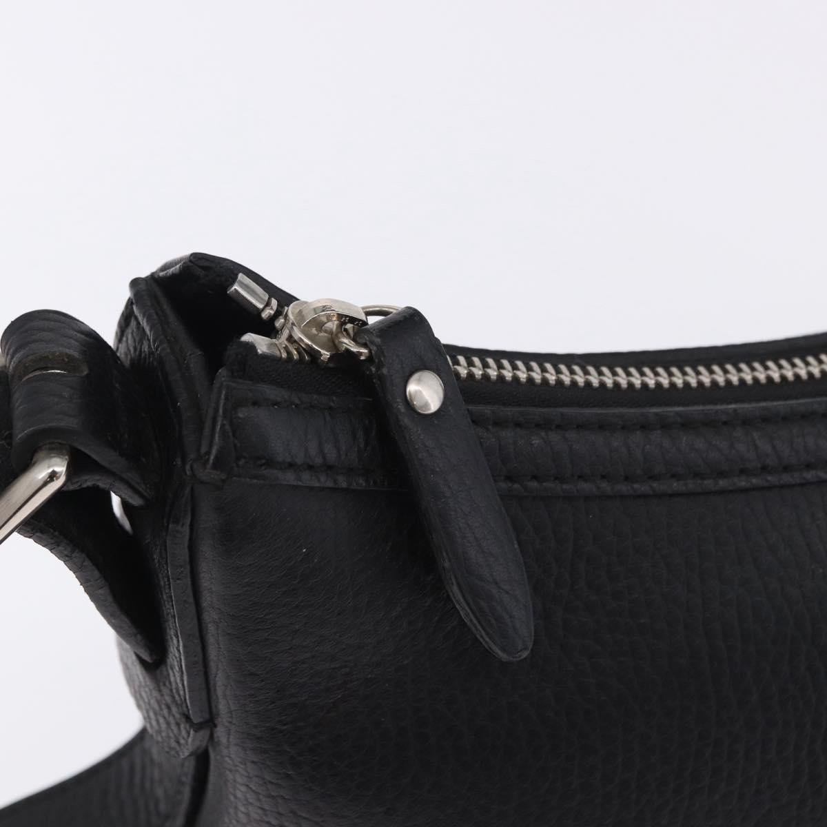 BURBERRY Shoulder Bag Leather Black Silver Auth 202141A