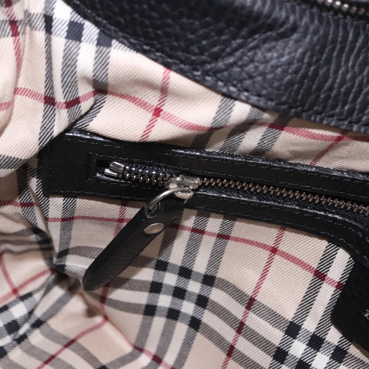 BURBERRY Shoulder Bag Leather Black Silver Auth 202141A