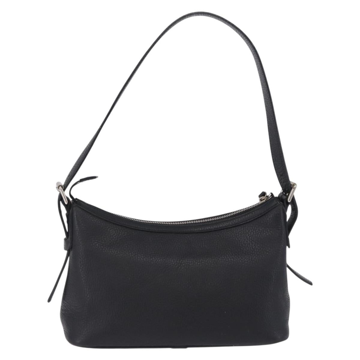 BURBERRY Shoulder Bag Leather Black Silver Auth 202141A