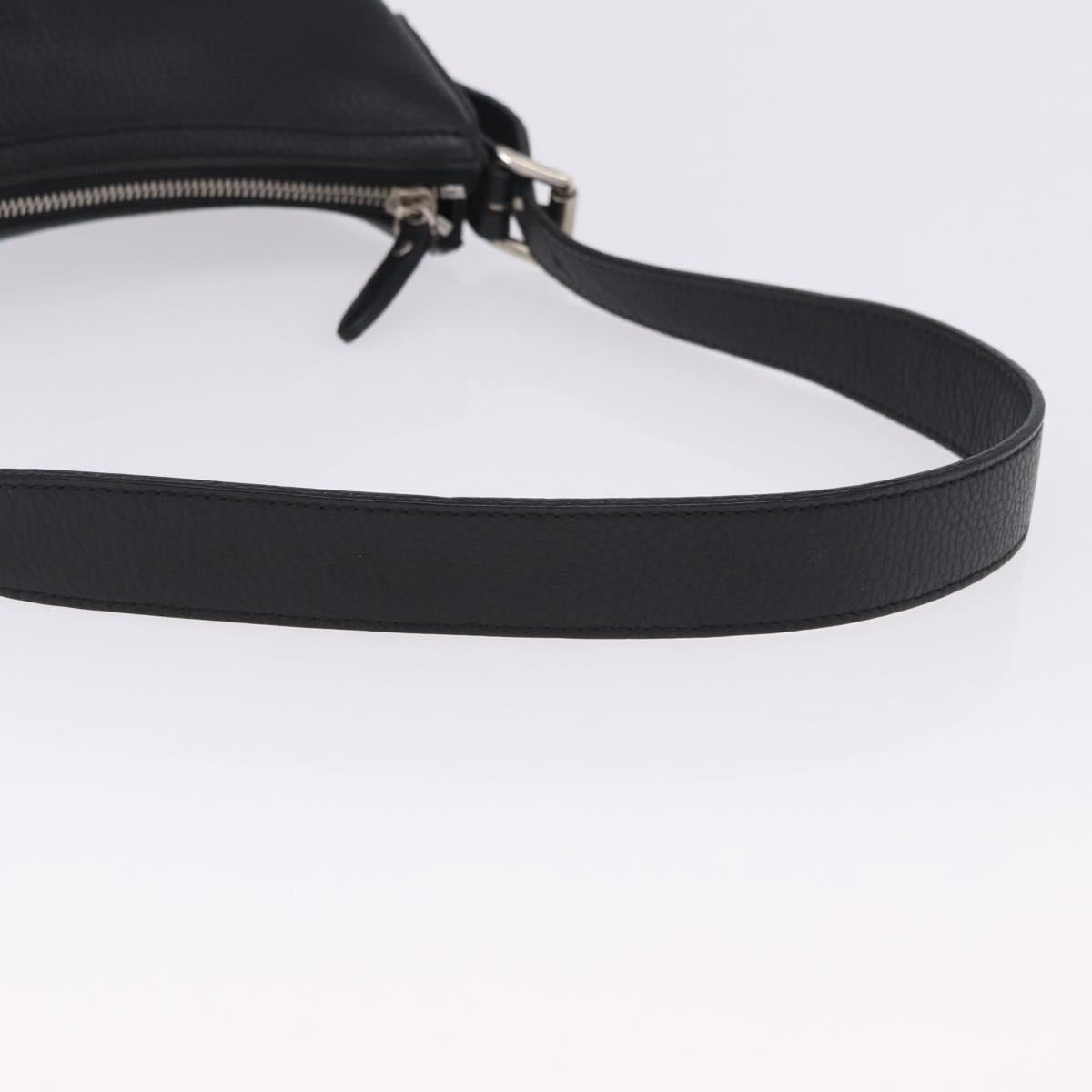 BURBERRY Shoulder Bag Leather Black Silver Auth 202141A