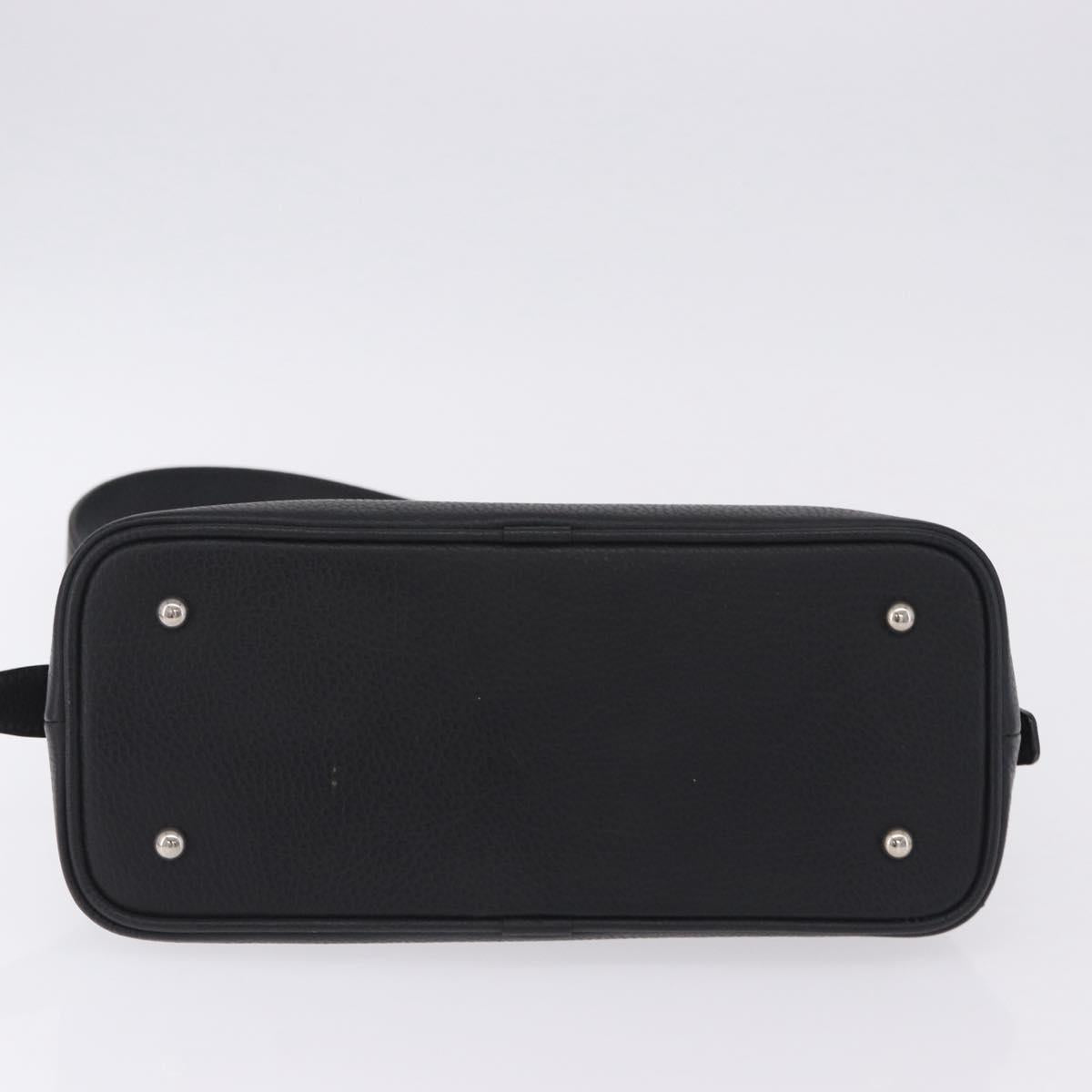 BURBERRY Shoulder Bag Leather Black Silver Auth 202141A