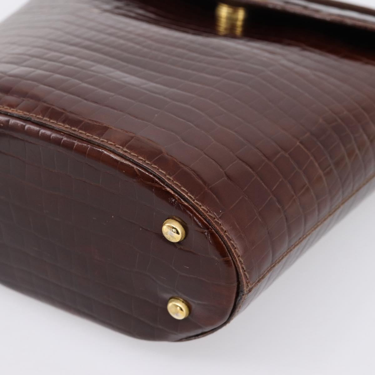 CELINE Shoulder Bag Leather Brown Gold Tone Auth 202143A