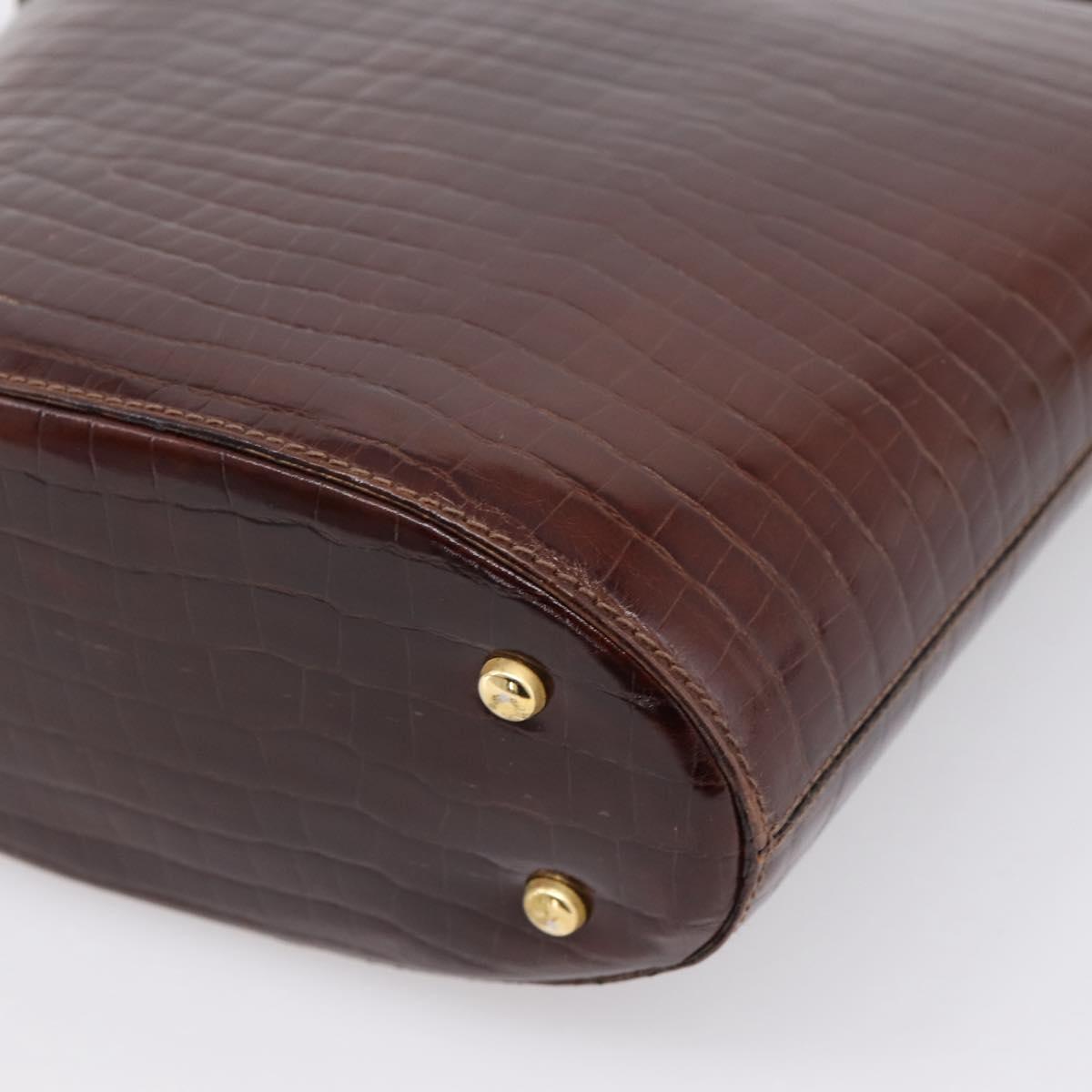 CELINE Shoulder Bag Leather Brown Gold Tone Auth 202143A