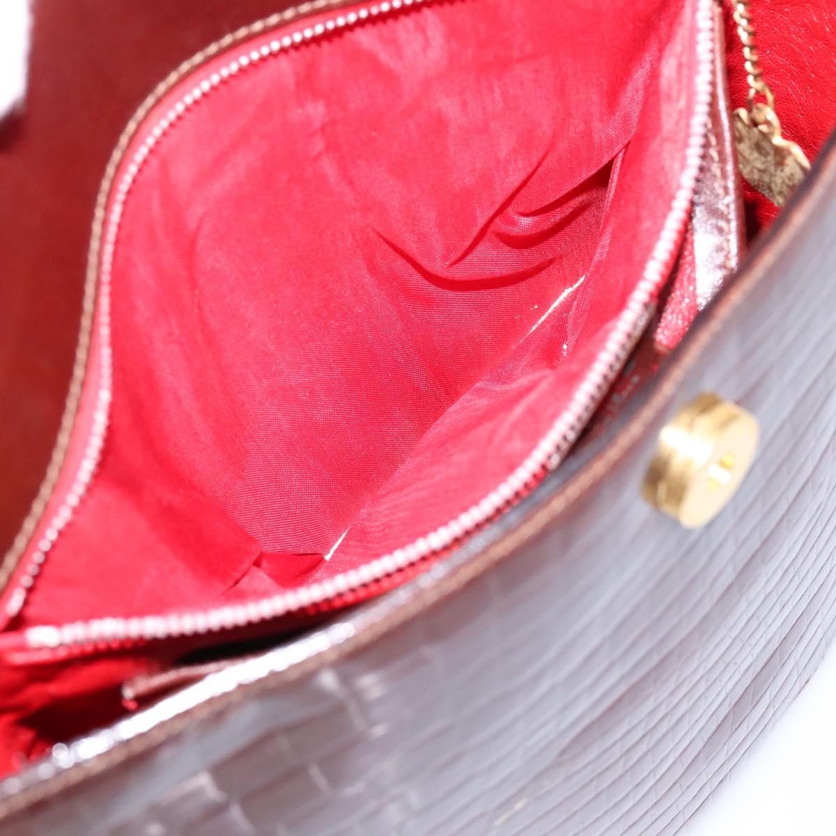 CELINE Shoulder Bag Leather Brown Gold Tone Auth 202143A
