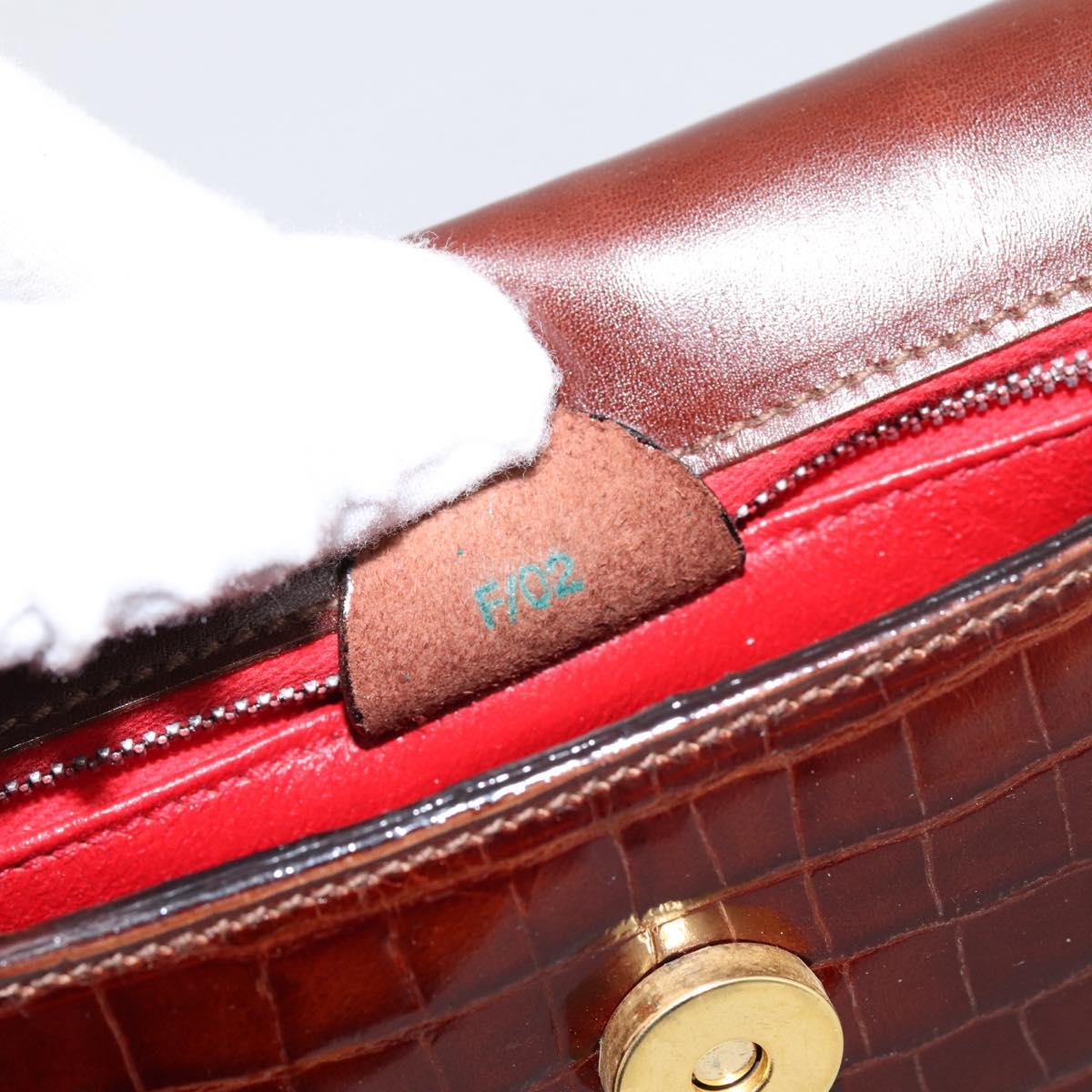 CELINE Shoulder Bag Leather Brown Gold Tone Auth 202143A