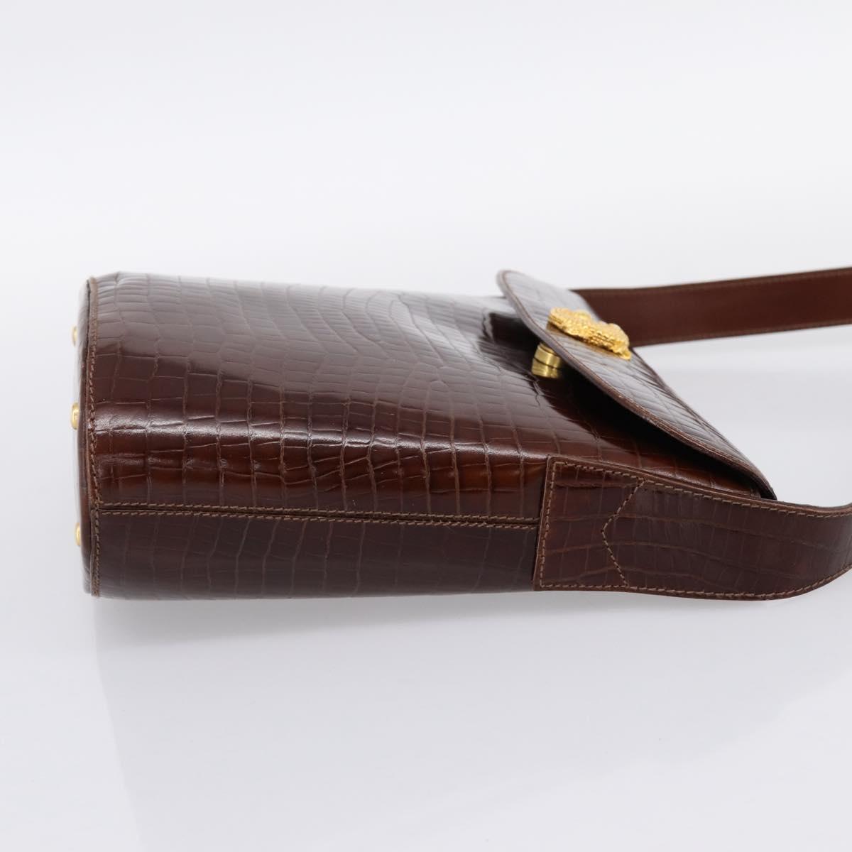 CELINE Shoulder Bag Leather Brown Gold Tone Auth 202143A