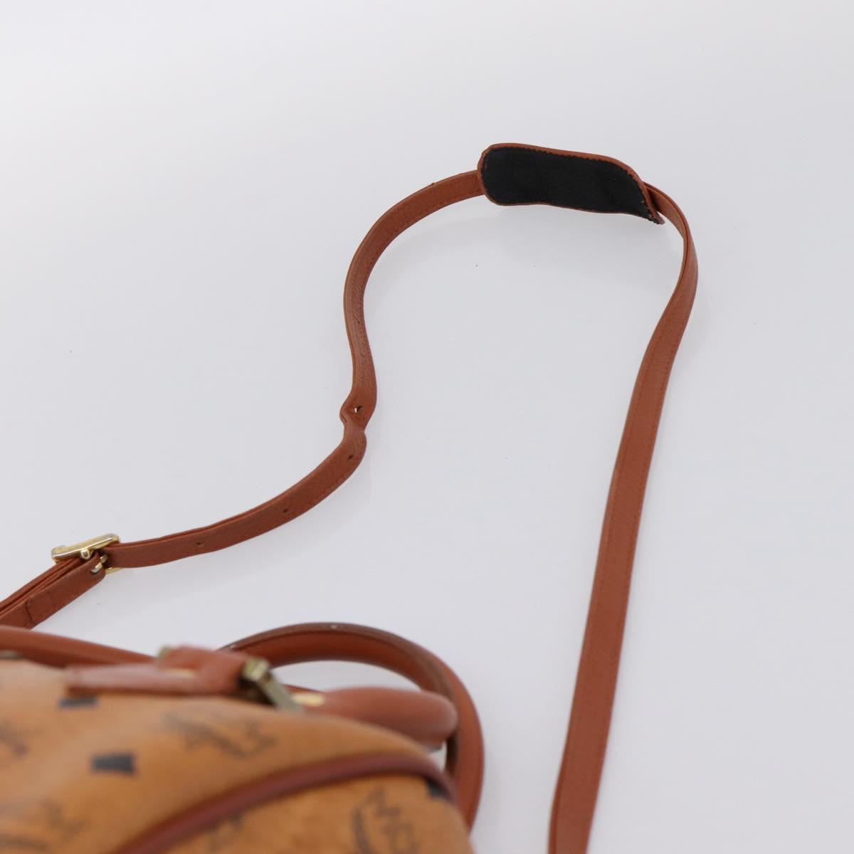 MCM Vicetos Hand Bag PVC Leather 2way Brown Gold Tone Auth 202145A
