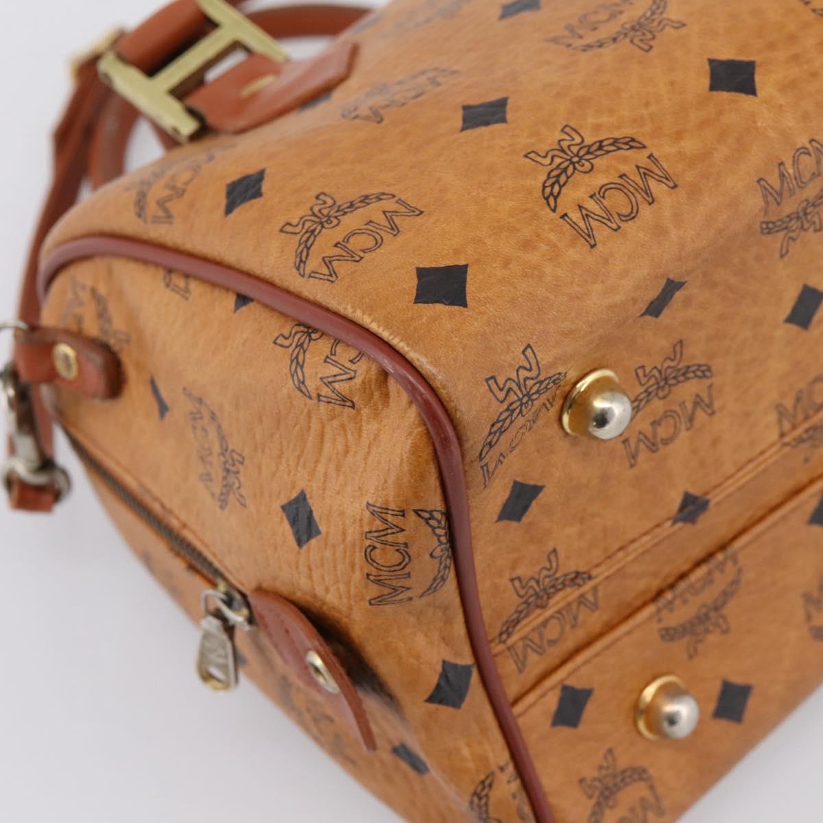 MCM Vicetos Hand Bag PVC Leather 2way Brown Gold Tone Auth 202145A