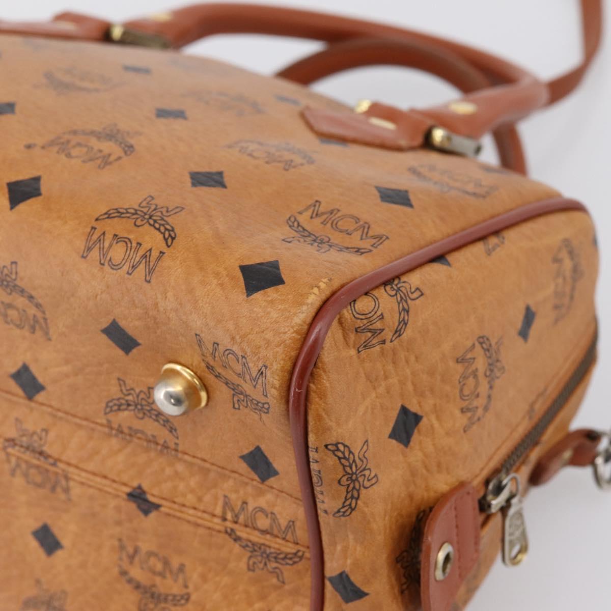 MCM Vicetos Hand Bag PVC Leather 2way Brown Gold Tone Auth 202145A