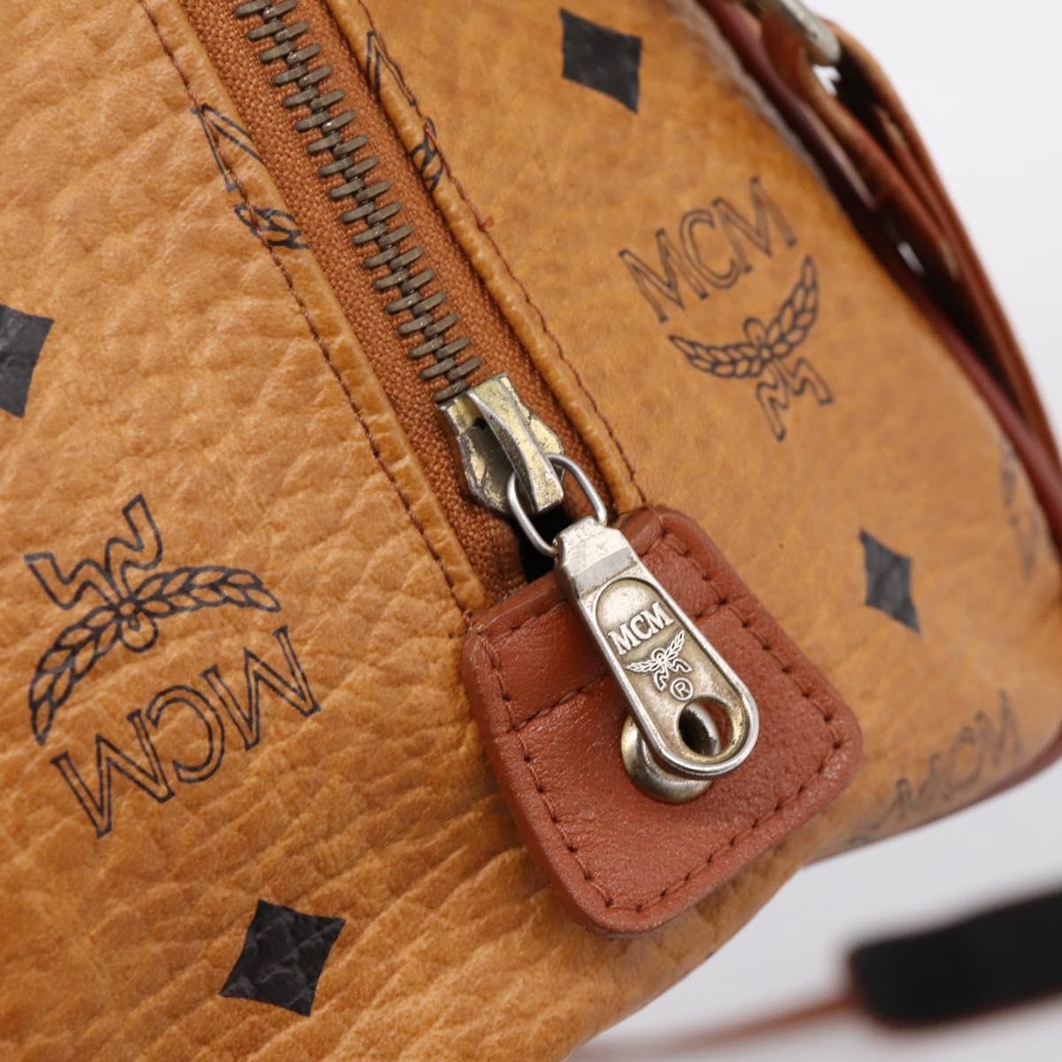 MCM Vicetos Hand Bag PVC Leather 2way Brown Gold Tone Auth 202145A