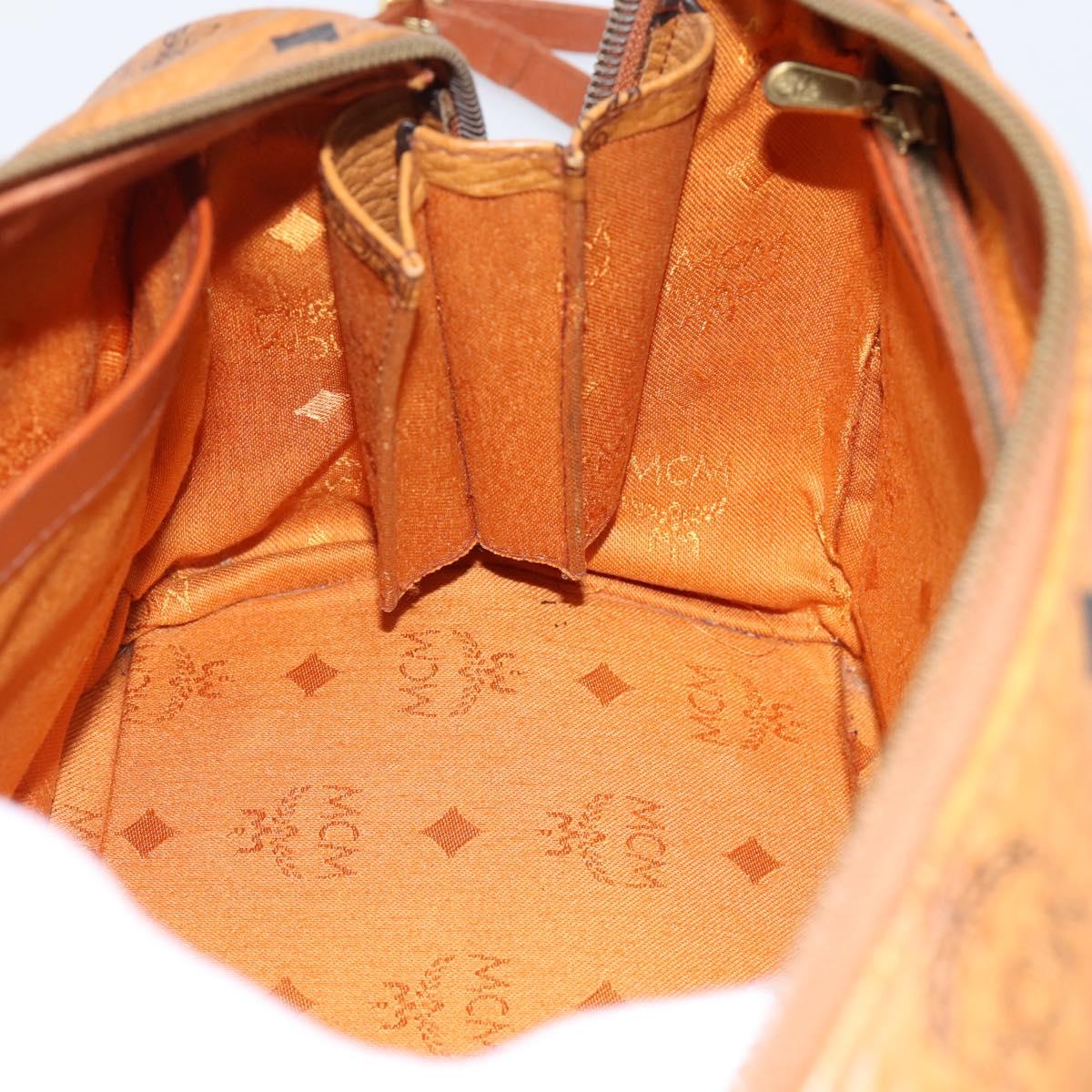MCM Vicetos Hand Bag PVC Leather 2way Brown Gold Tone Auth 202145A