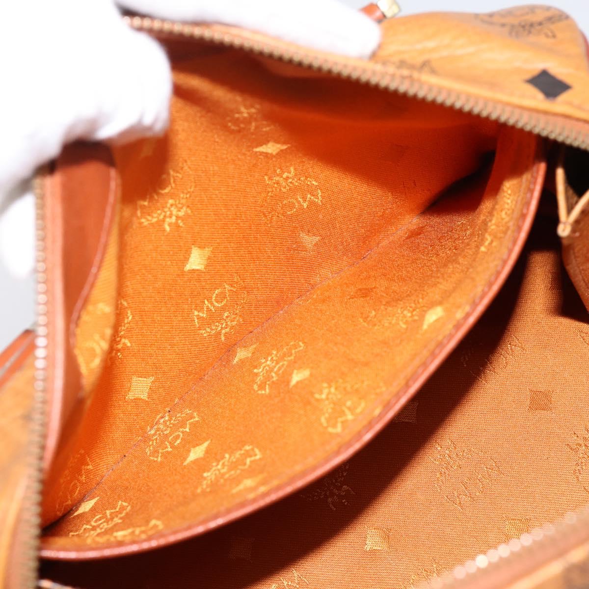 MCM Vicetos Hand Bag PVC Leather 2way Brown Gold Tone Auth 202145A
