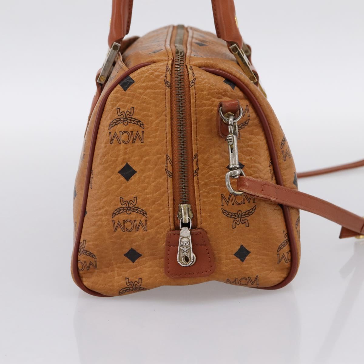 MCM Vicetos Hand Bag PVC Leather 2way Brown Gold Tone Auth 202145A