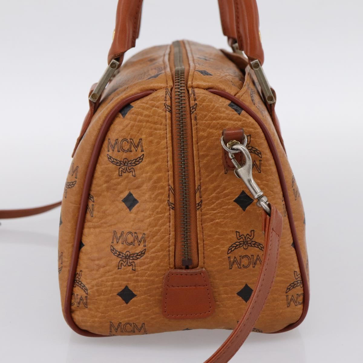 MCM Vicetos Hand Bag PVC Leather 2way Brown Gold Tone Auth 202145A