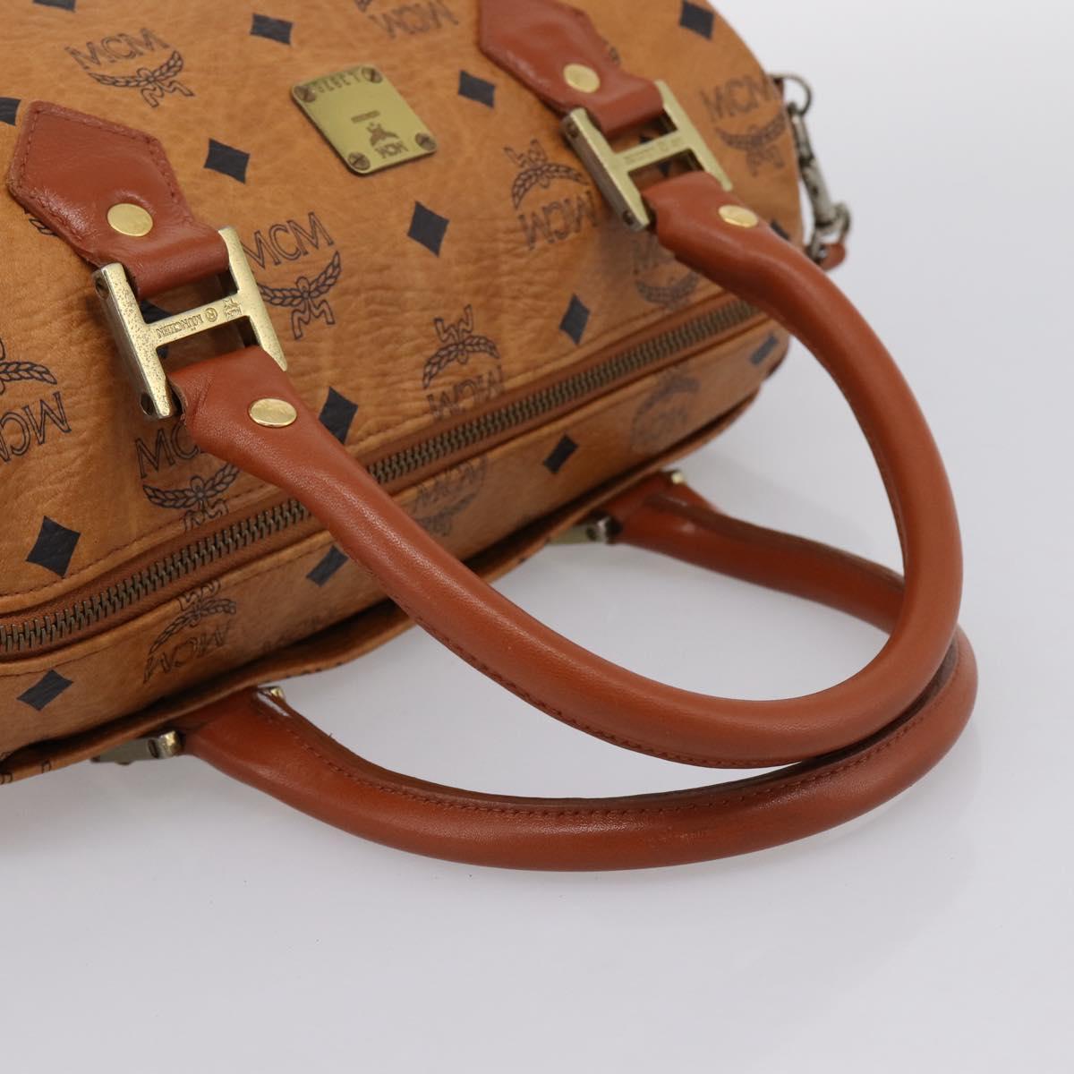 MCM Vicetos Hand Bag PVC Leather 2way Brown Gold Tone Auth 202145A