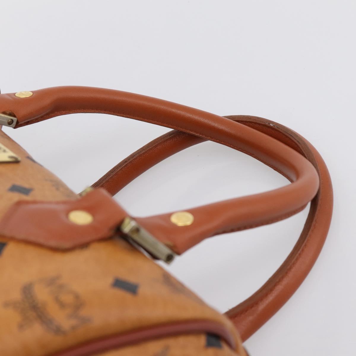 MCM Vicetos Hand Bag PVC Leather 2way Brown Gold Tone Auth 202145A