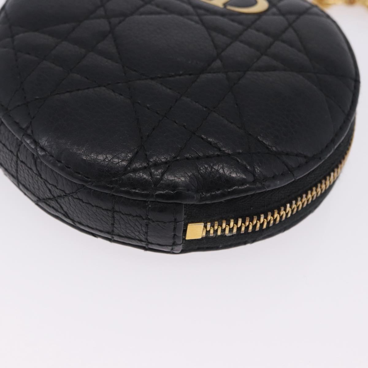 Christian Dior Canage Chain Shoulder Bag Leather Black Gold Auth 202146V