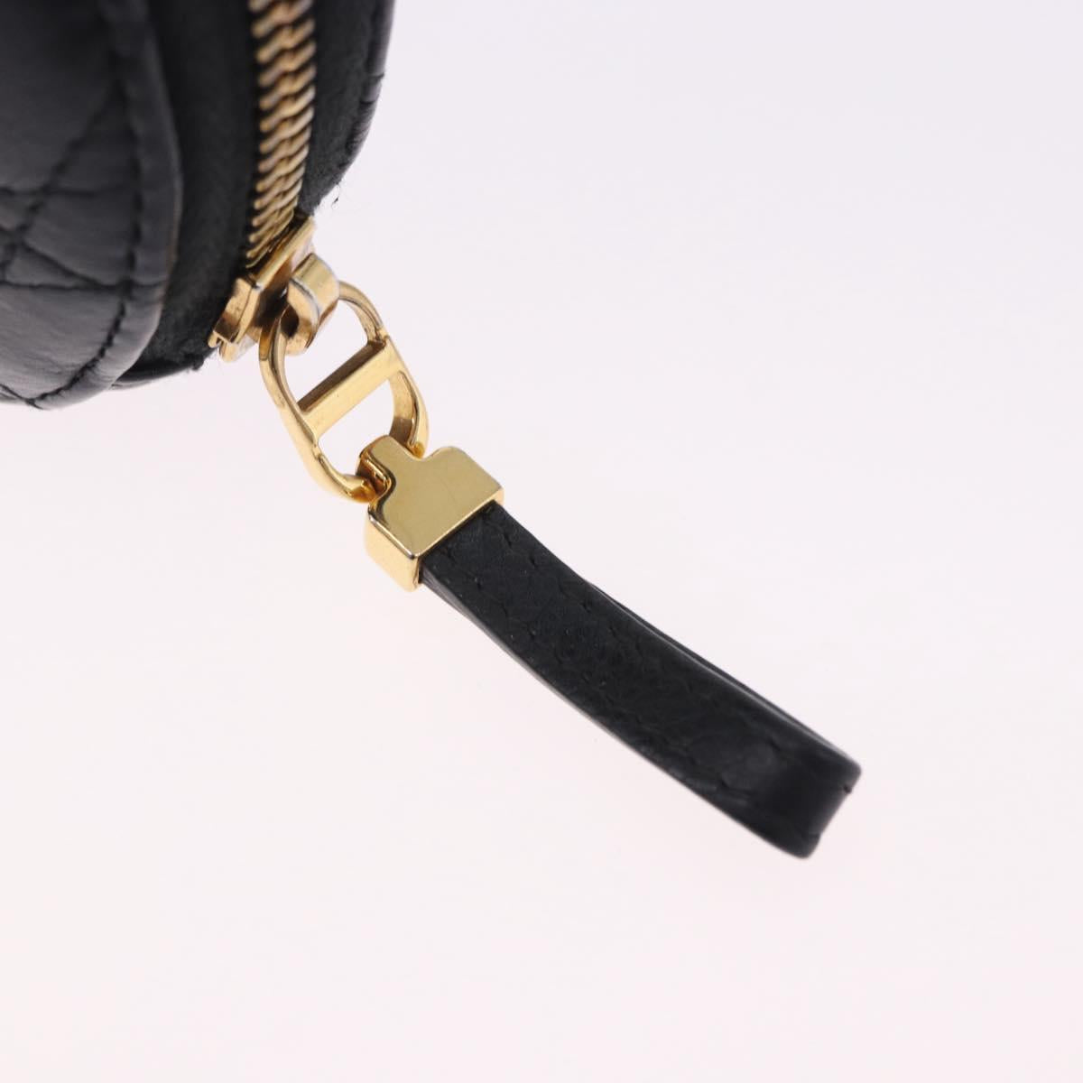 Christian Dior Canage Chain Shoulder Bag Leather Black Gold Auth 202146V