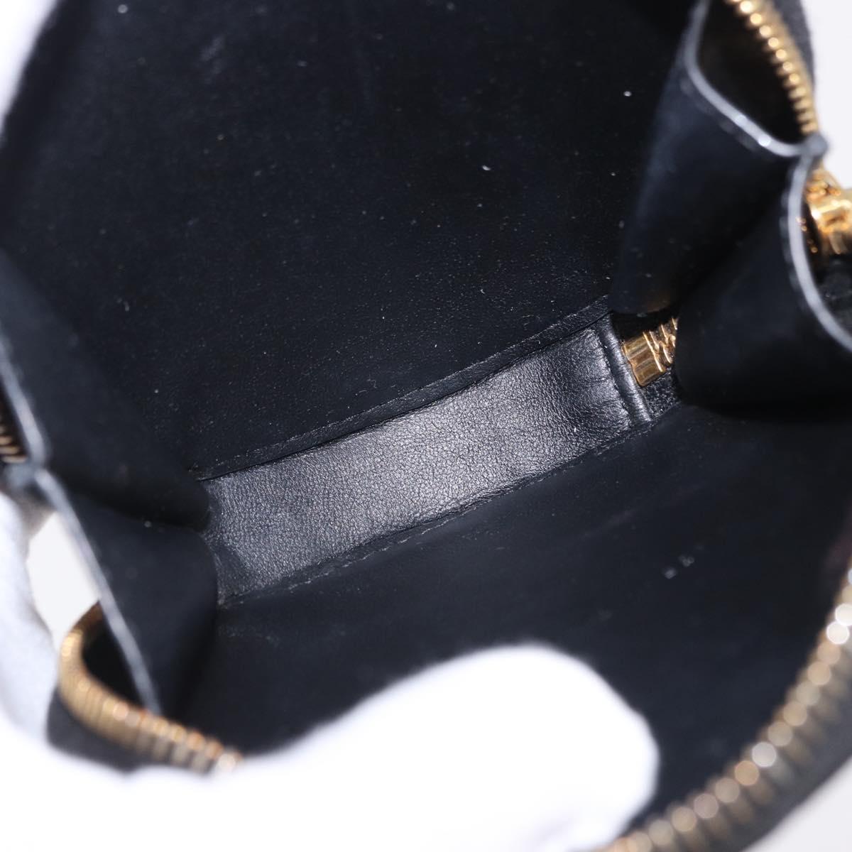 Christian Dior Canage Chain Shoulder Bag Leather Black Gold Auth 202146V