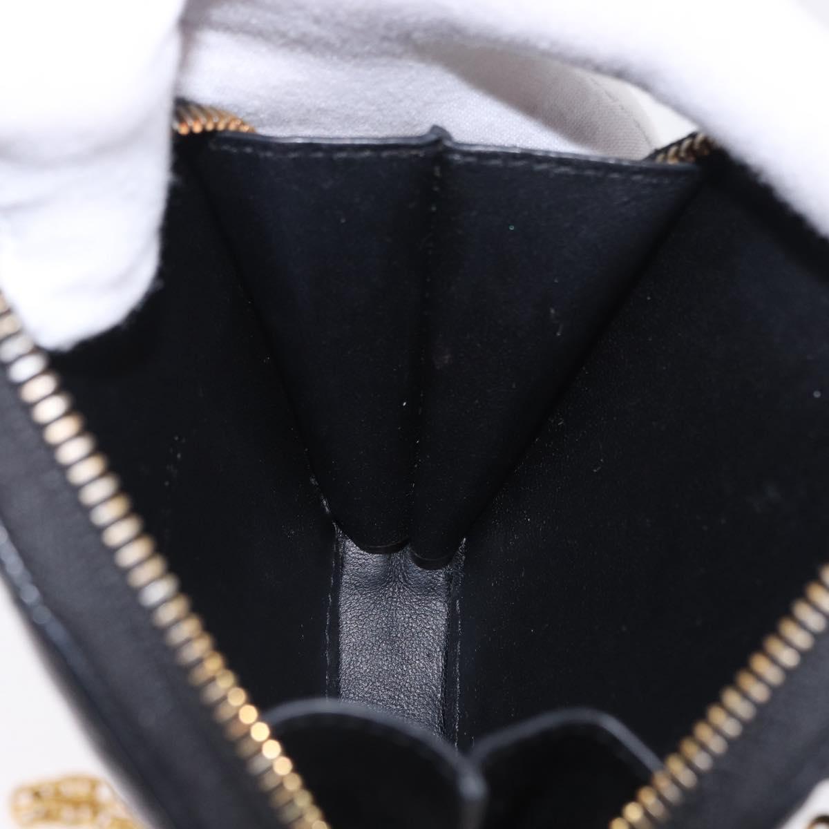 Christian Dior Canage Chain Shoulder Bag Leather Black Gold Auth 202146V