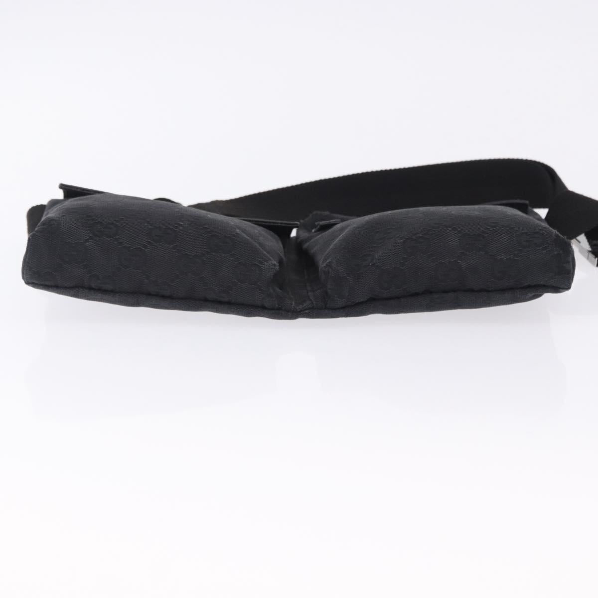 GUCCI GG Canvas Waist Bag Black Silver 28566 Auth 202152