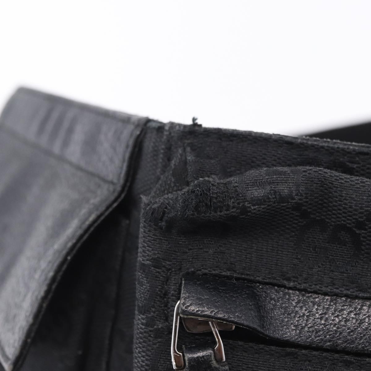 GUCCI GG Canvas Waist Bag Black Silver 28566 Auth 202152