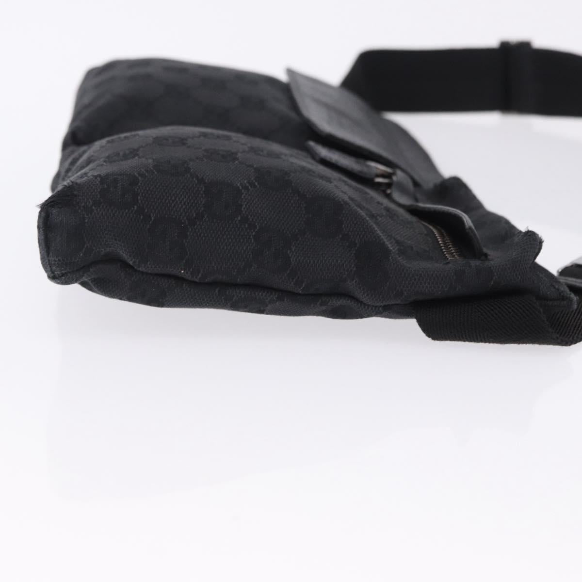 GUCCI GG Canvas Waist Bag Black Silver 28566 Auth 202152