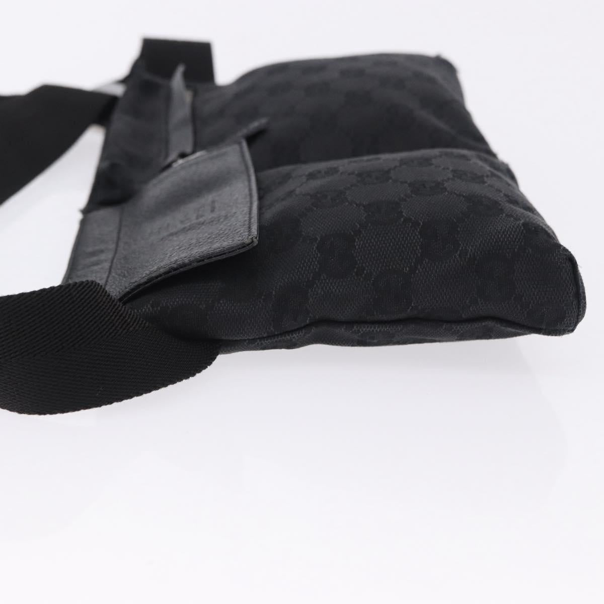 GUCCI GG Canvas Waist Bag Black Silver 28566 Auth 202152