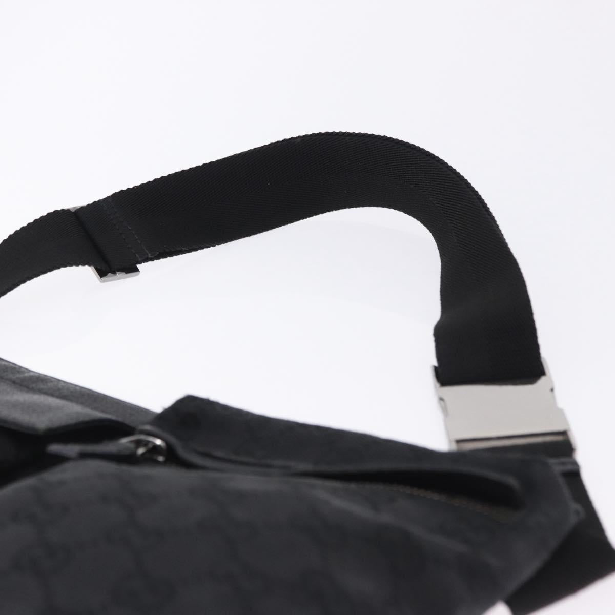 GUCCI GG Canvas Waist Bag Black Silver 28566 Auth 202152