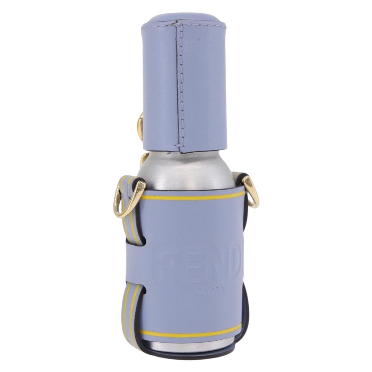 FENDI Dispenser Holder Pouch Leather Light Blue Gold Auth 202153M