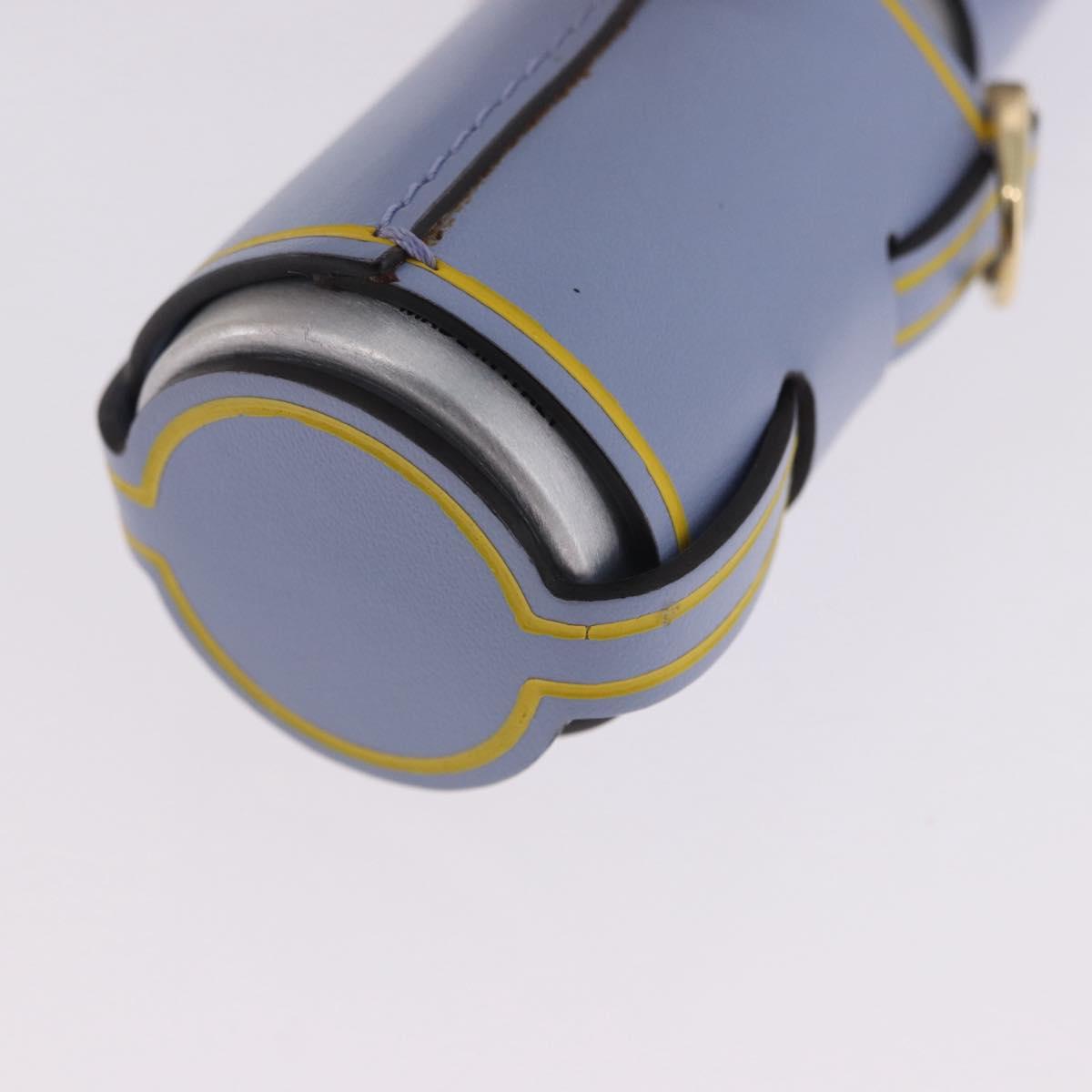 FENDI Dispenser Holder Pouch Leather Light Blue Gold Auth 202153M