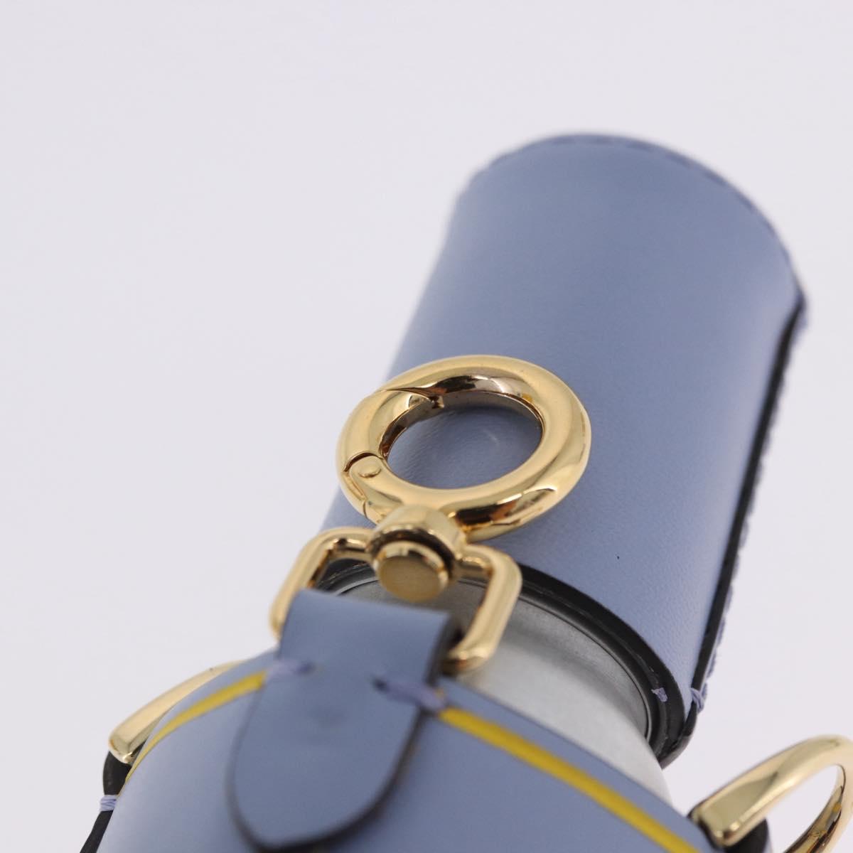 FENDI Dispenser Holder Pouch Leather Light Blue Gold Auth 202153M