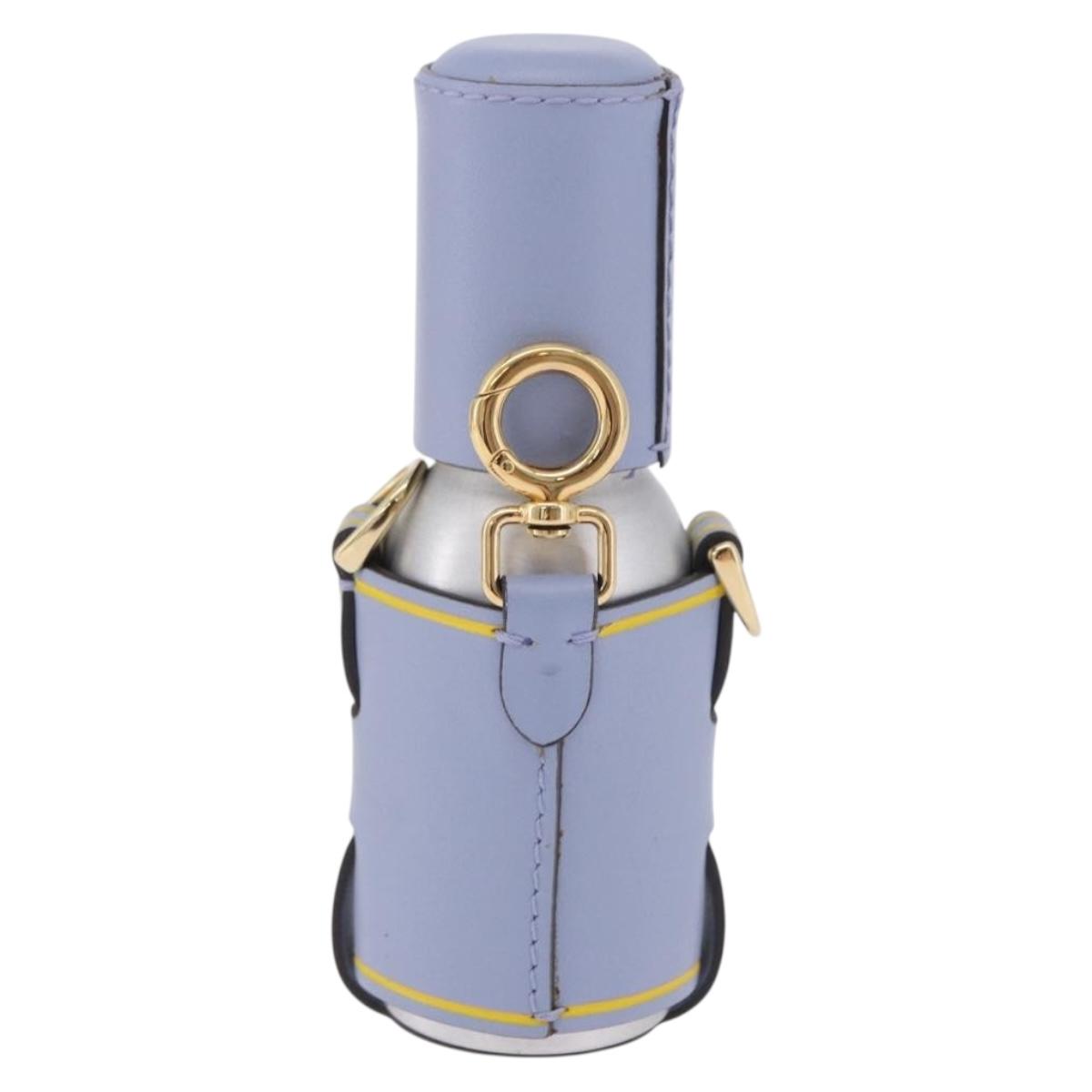 FENDI Dispenser Holder Pouch Leather Light Blue Gold Auth 202153M