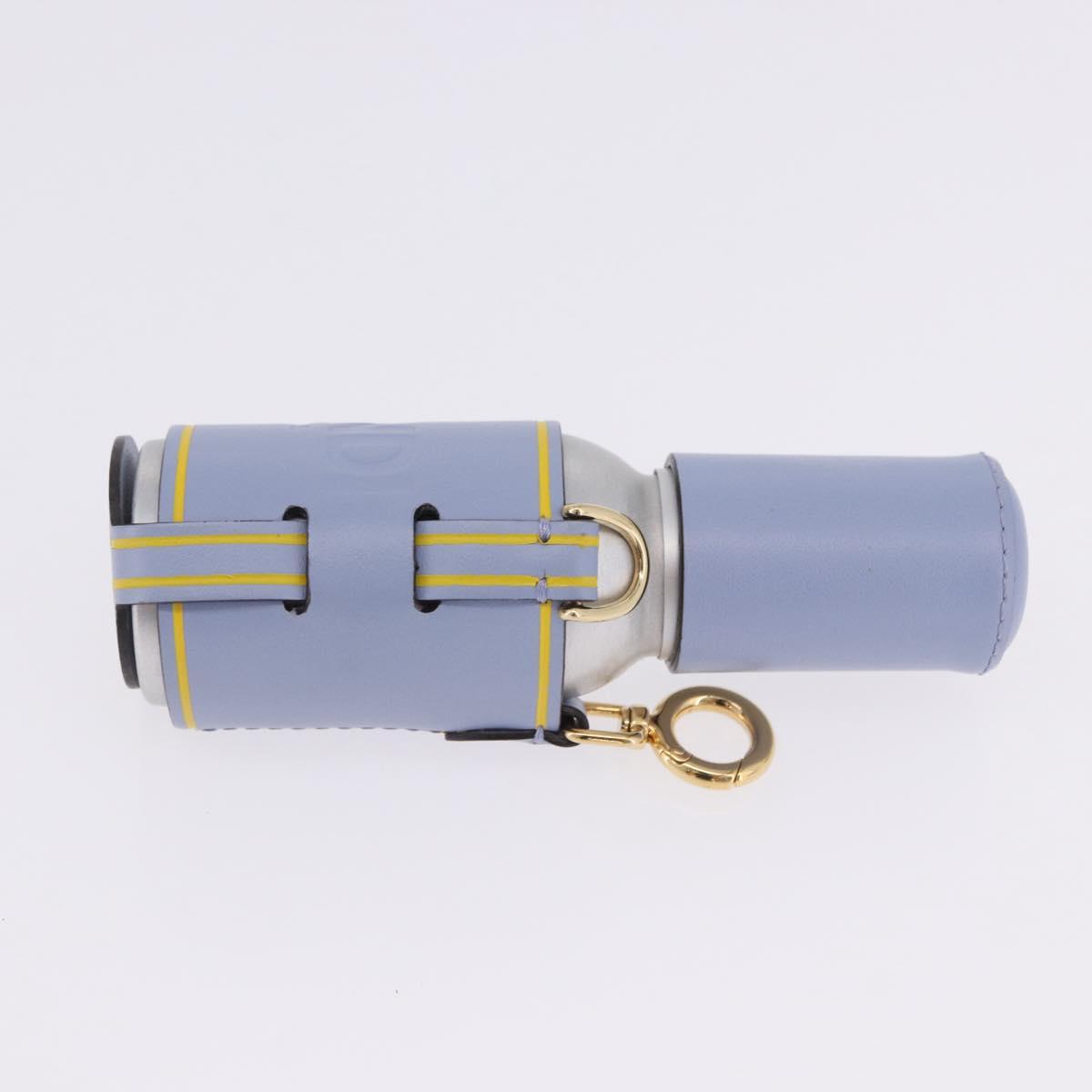 FENDI Dispenser Holder Pouch Leather Light Blue Gold Auth 202153M