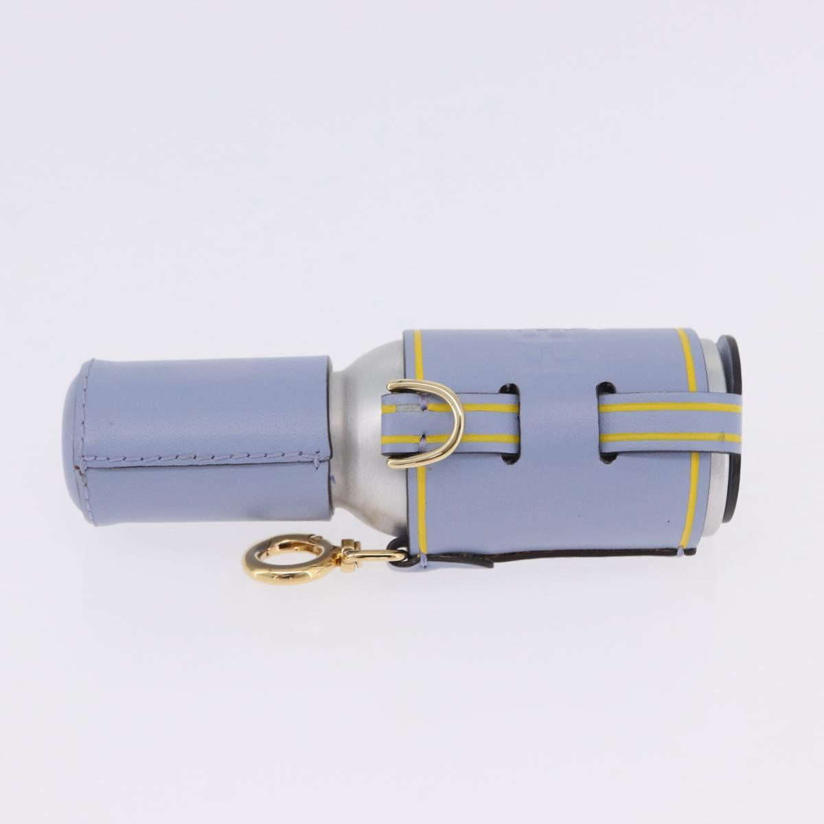 FENDI Dispenser Holder Pouch Leather Light Blue Gold Auth 202153M