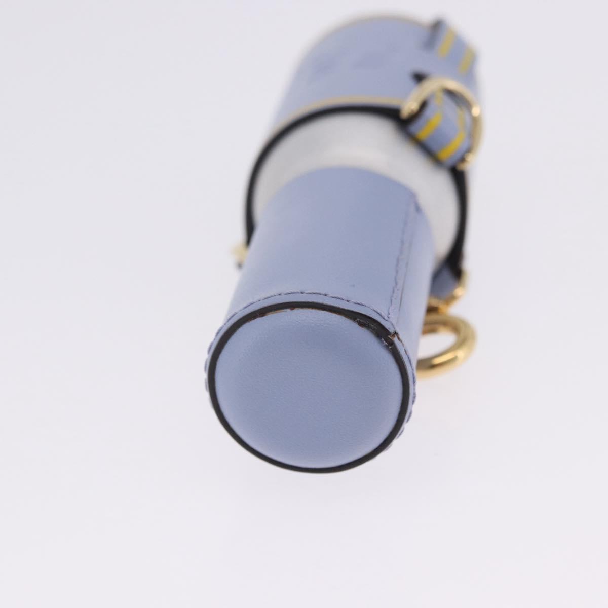 FENDI Dispenser Holder Pouch Leather Light Blue Gold Auth 202153M