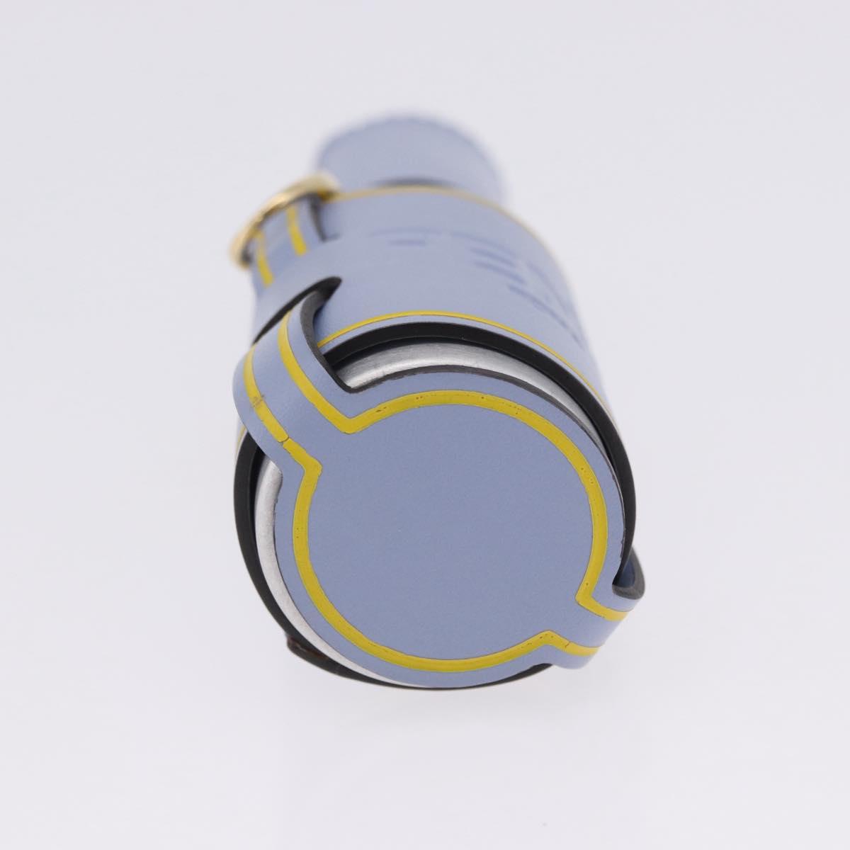 FENDI Dispenser Holder Pouch Leather Light Blue Gold Auth 202153M