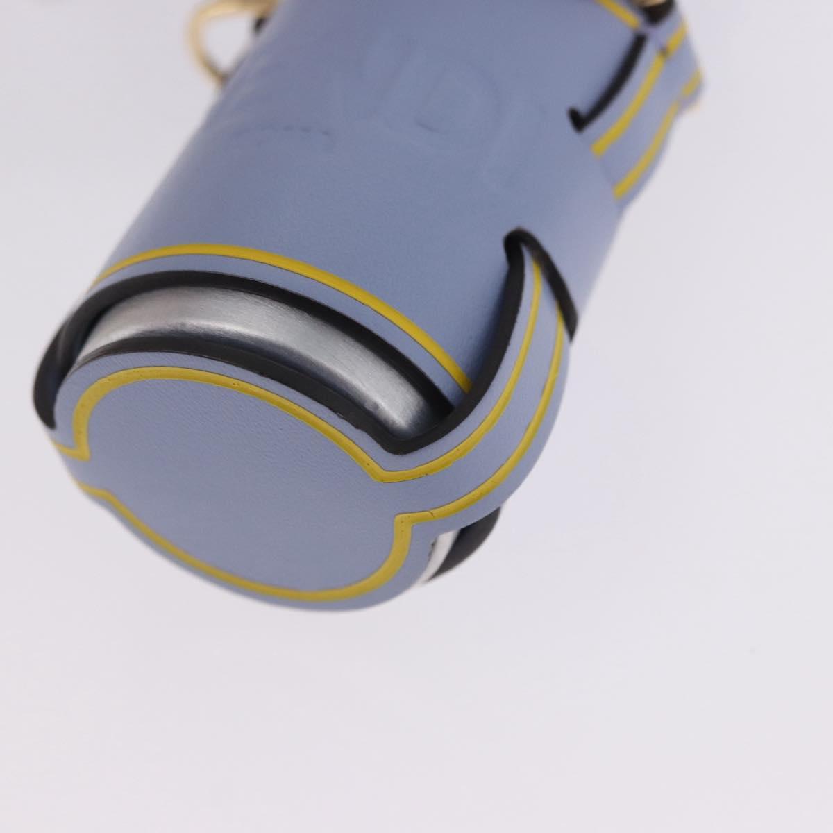 FENDI Dispenser Holder Pouch Leather Light Blue Gold Auth 202153M
