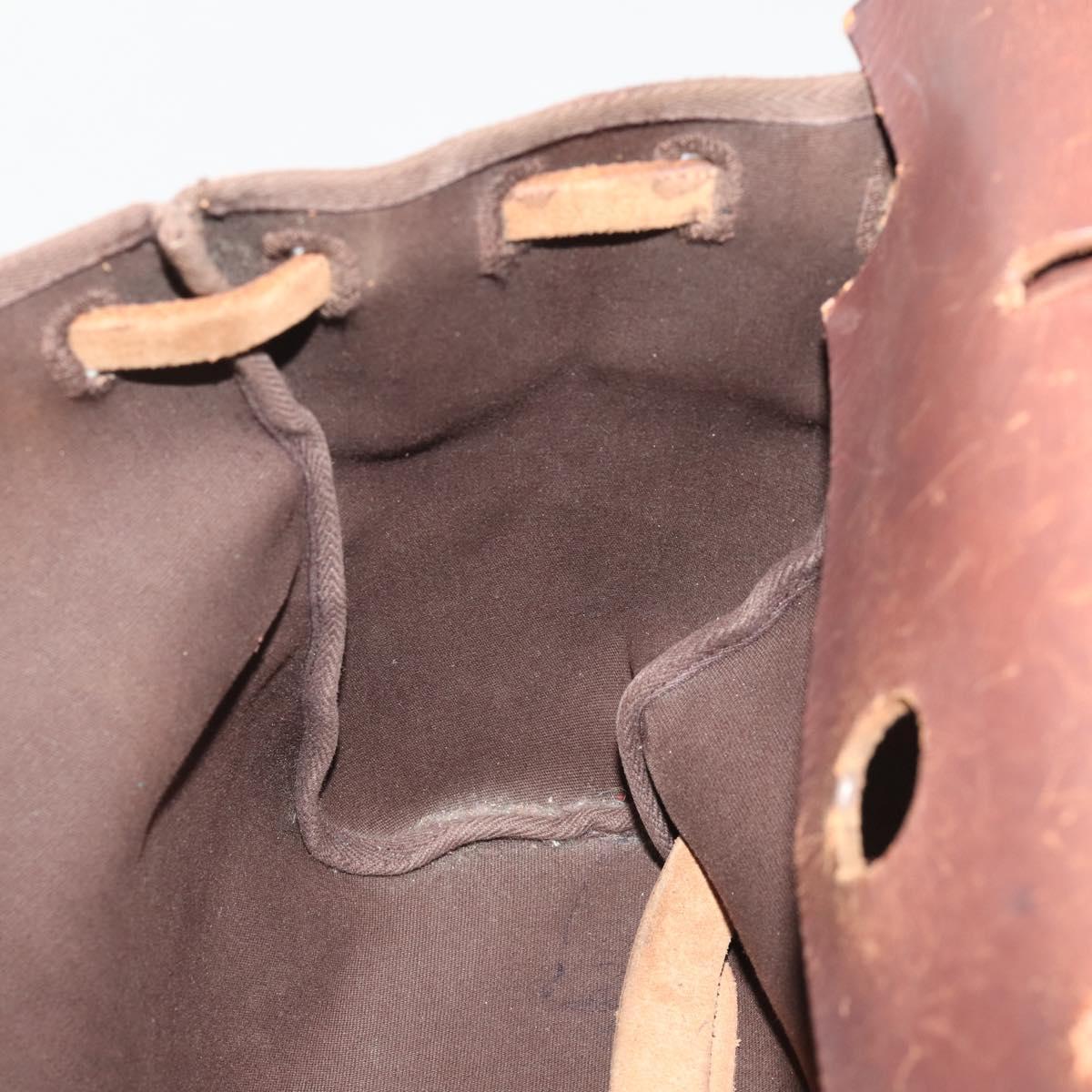 HERMES Herbag Ad Backpack Canvas 2way Brown Gold Tone Auth 202155