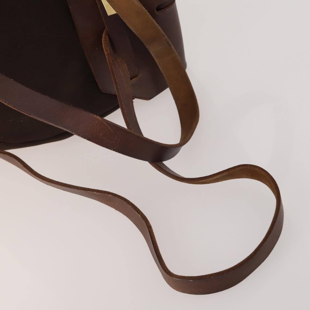 HERMES Herbag Ad Backpack Canvas 2way Brown Gold Tone Auth 202155