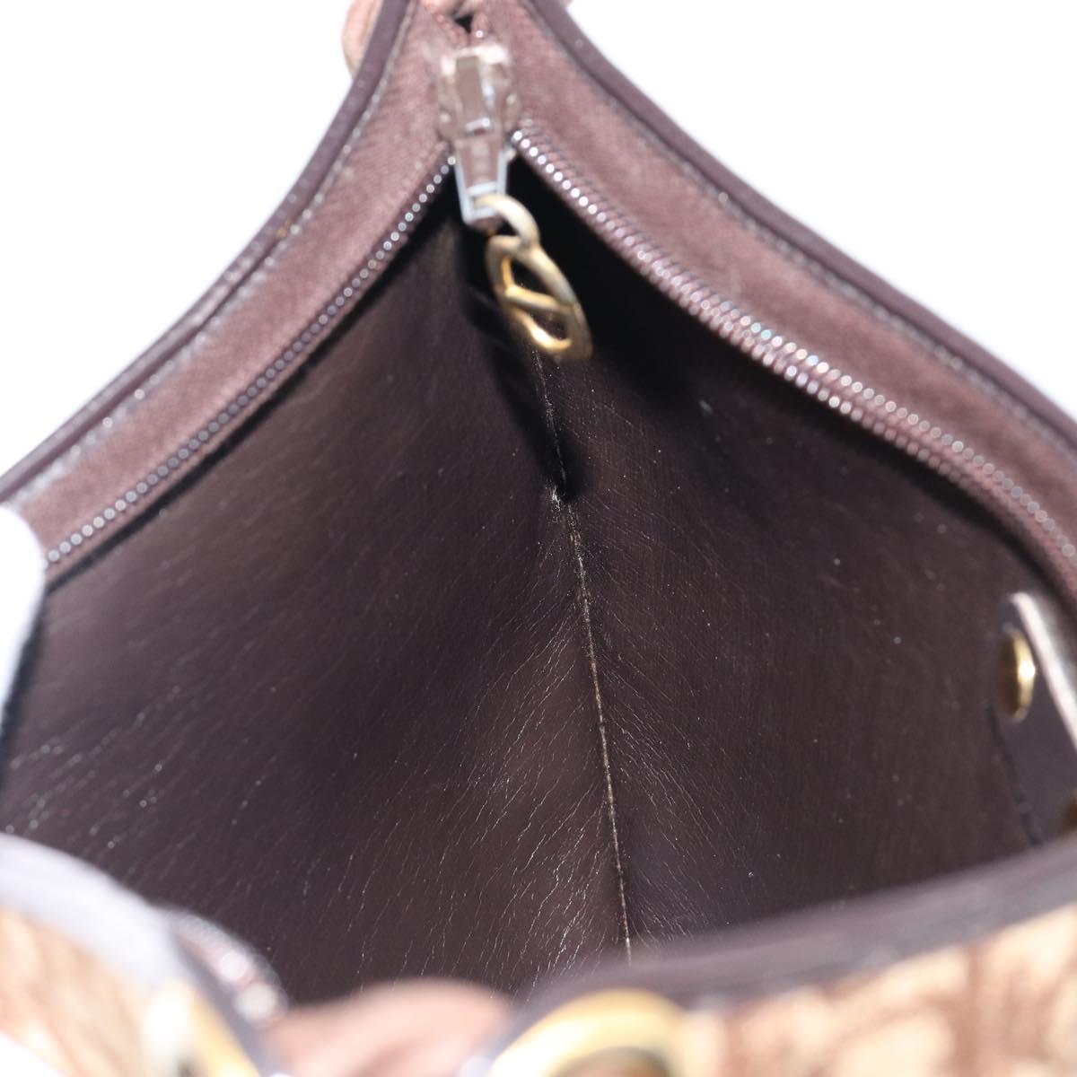 Christian Dior Trotter Canvas Shoulder Bag Brown Gold Auth 202158V