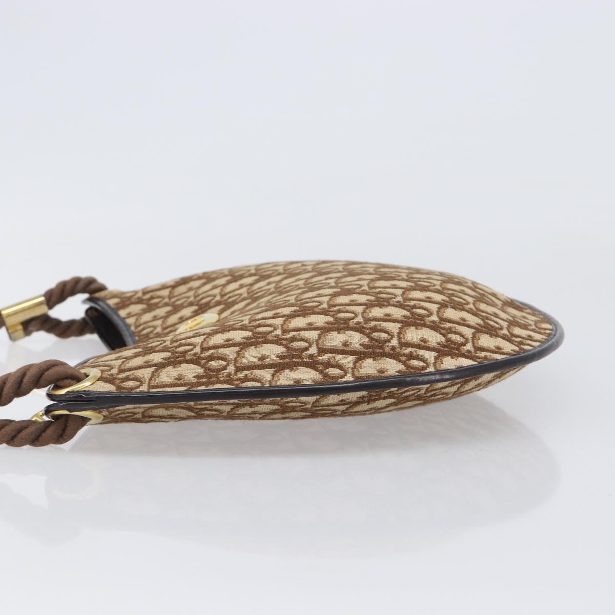Christian Dior Trotter Canvas Shoulder Bag Brown Gold Auth 202158V