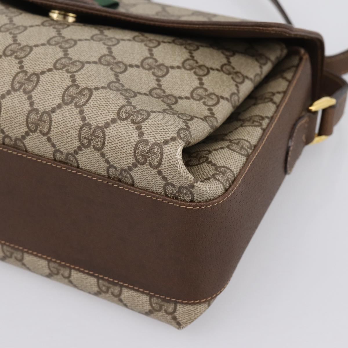 GUCCI GG Supreme Web Sherry Shoulder Bag PVC Beige Gold 904 02 084 Auth 202159