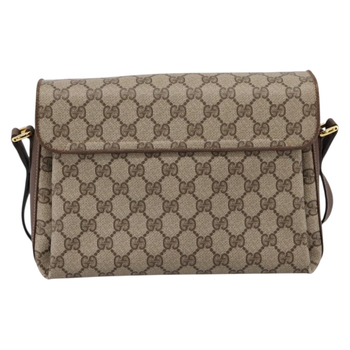 GUCCI GG Supreme Web Sherry Shoulder Bag PVC Beige Gold 904 02 084 Auth 202159