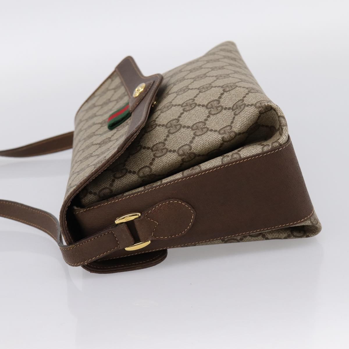 GUCCI GG Supreme Web Sherry Shoulder Bag PVC Beige Gold 904 02 084 Auth 202159