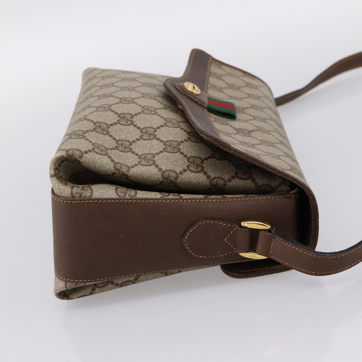 GUCCI GG Supreme Web Sherry Shoulder Bag PVC Beige Gold 904 02 084 Auth 202159