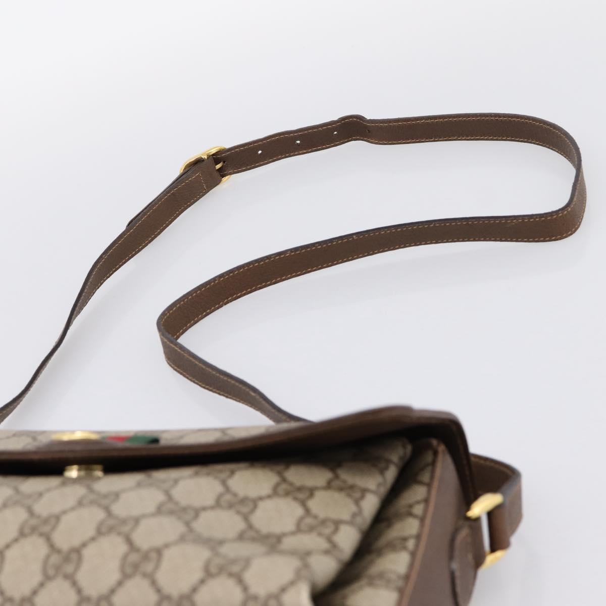GUCCI GG Supreme Web Sherry Shoulder Bag PVC Beige Gold 904 02 084 Auth 202159