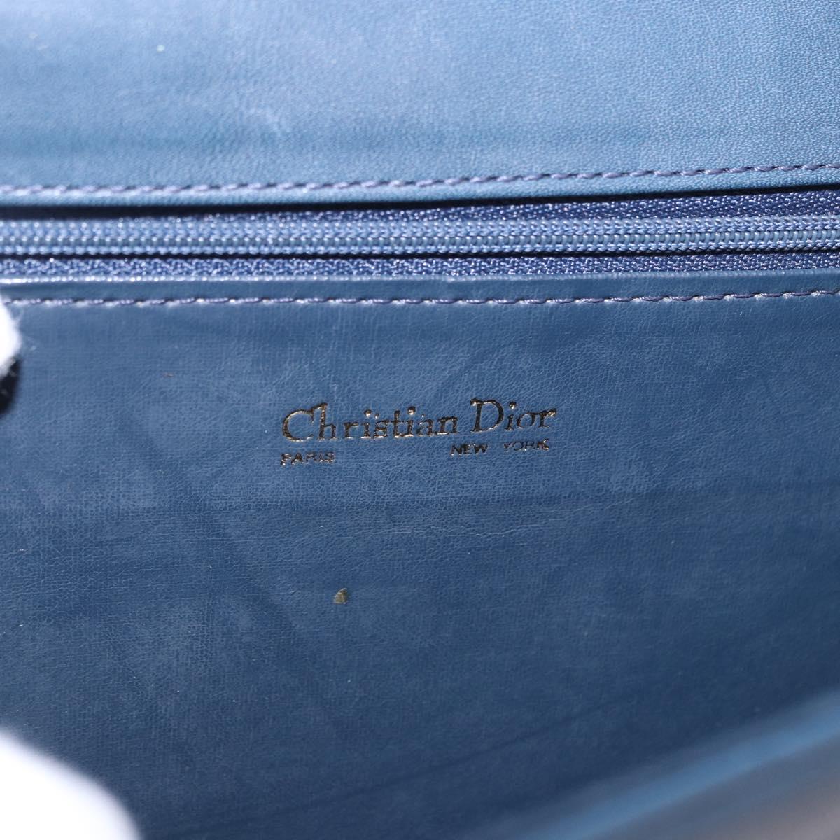 Christian Dior Shoulder Bag Leather Navy Gold Tone Auth 202161